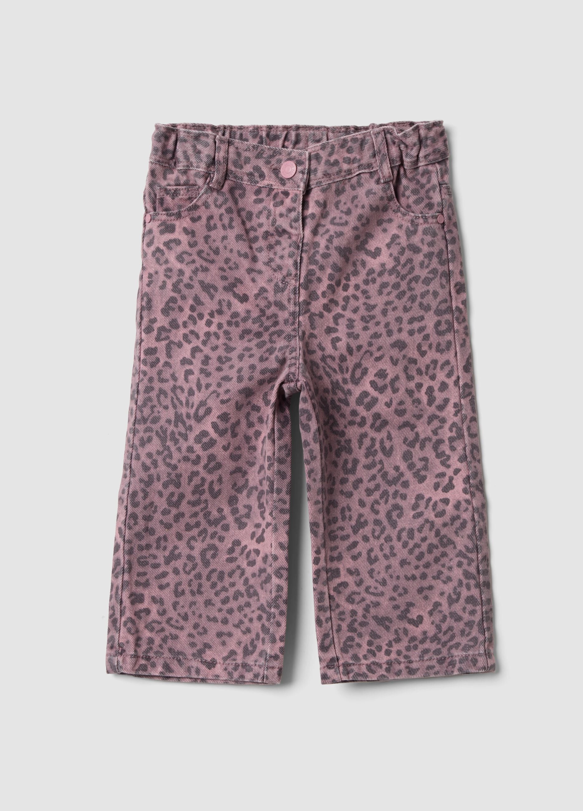 Rosa Leopardenhose aus reiner Baumwolle f&uuml;r Baby-M&auml;dchen, Regular Fit
