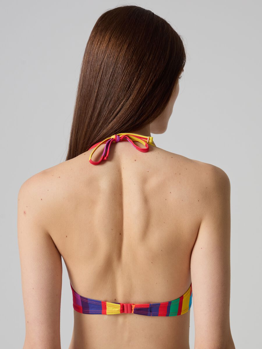 Top bikini a triangolo stampa multicolor_2