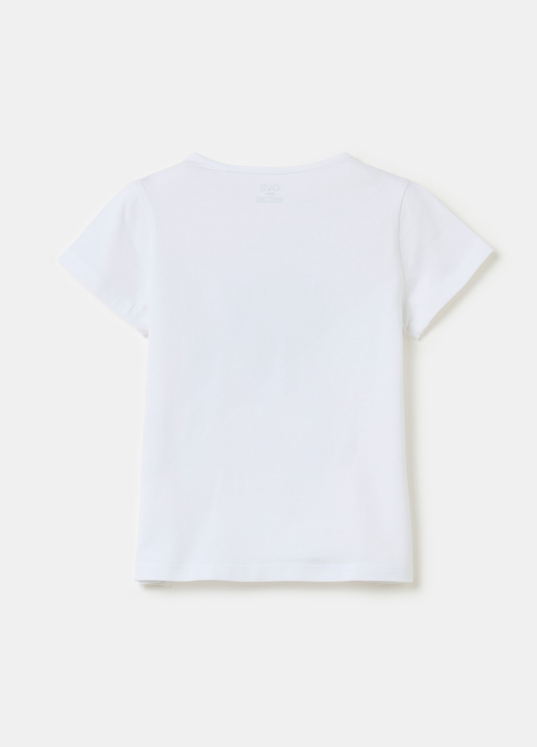 Camiseta de algodón elástico con strass y lentejuelas