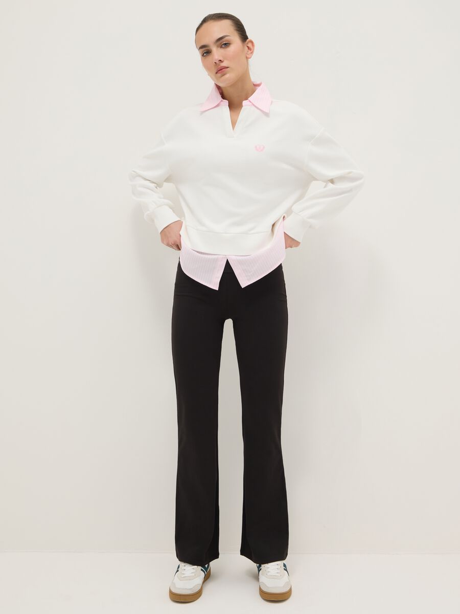 White cotton blend regular fit jumper_1