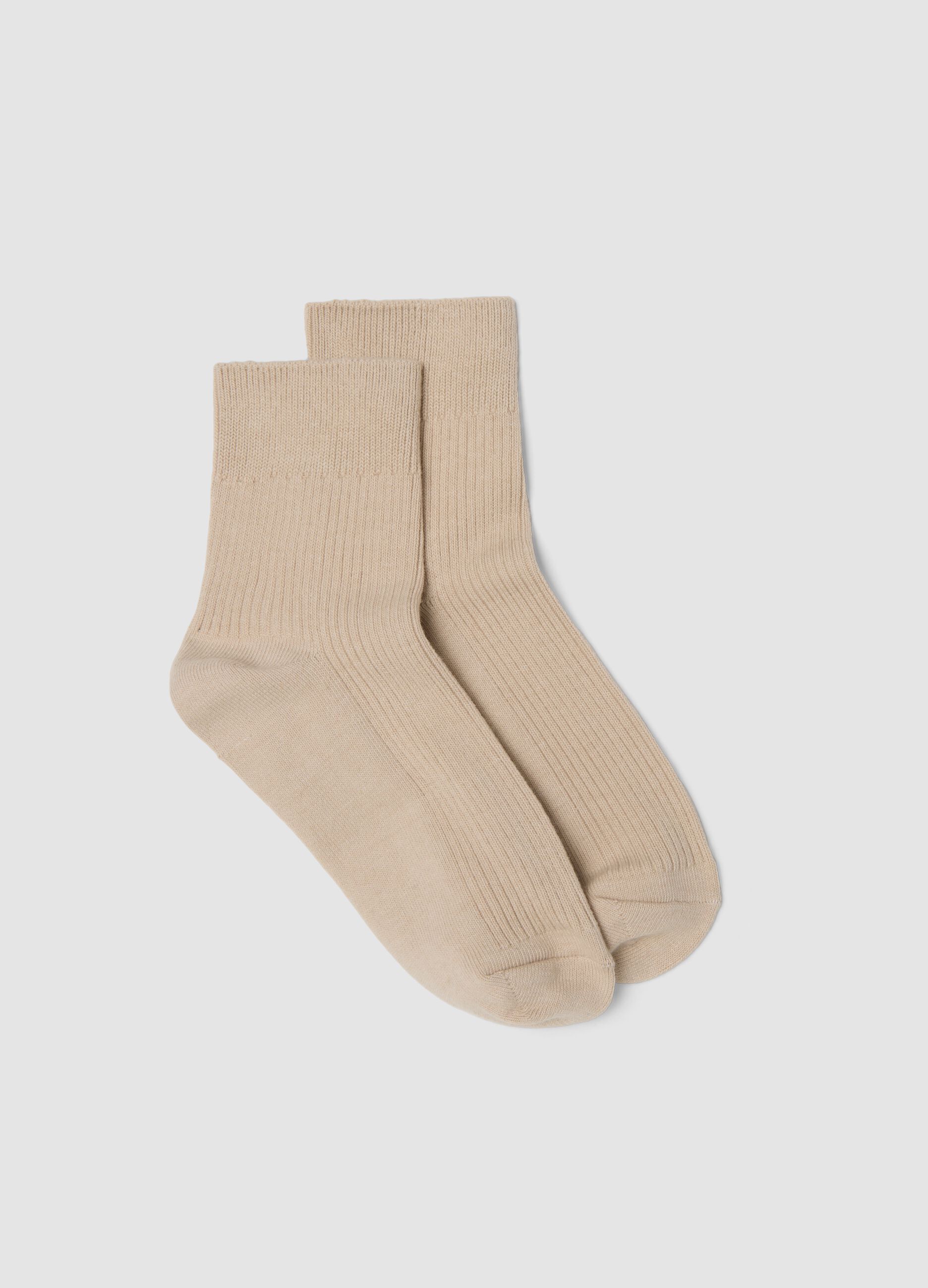 Beige ankle socks in stretch cotton