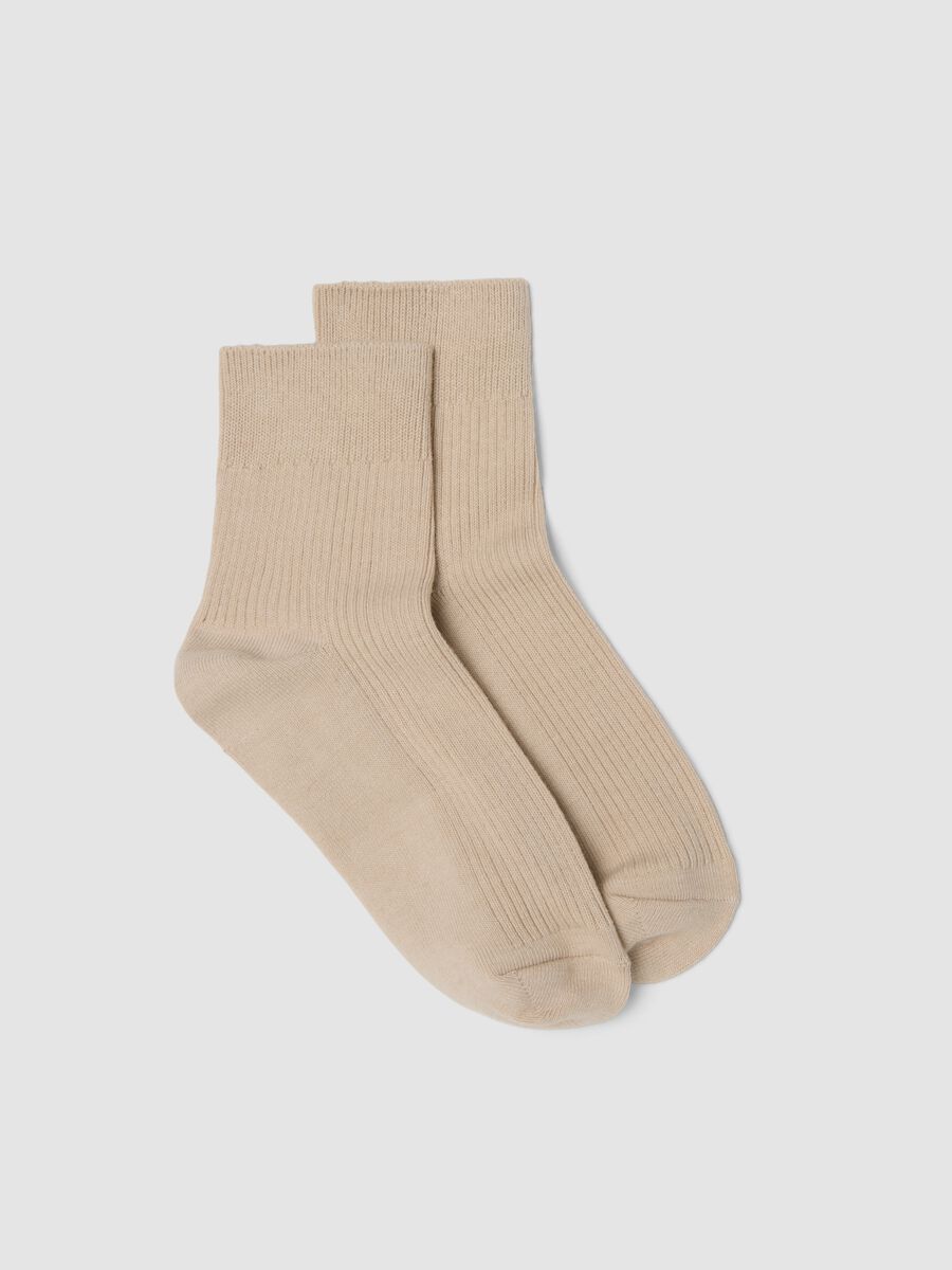 Beige Kn&ouml;chelsocken aus Stretch-Baumwolle_0