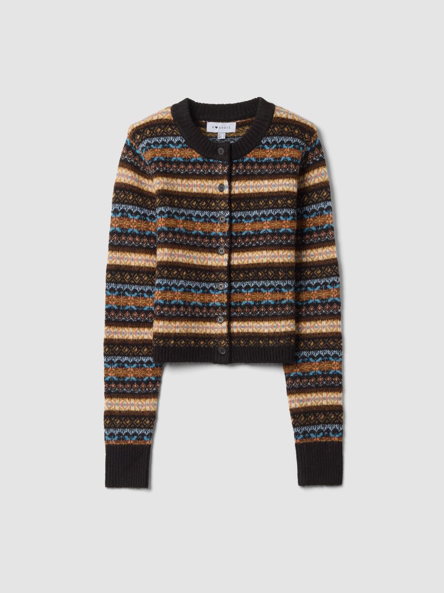 Multicolour regular-fit stretch wool cardigan_0