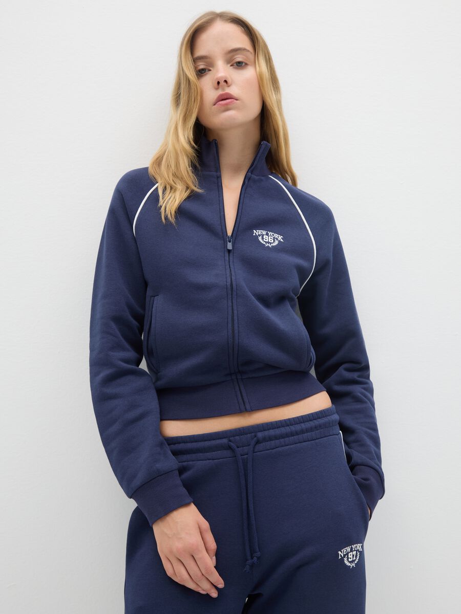 Blue cotton blend sweatshirt regular fit_0