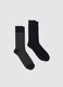 Two-pack of grey and blue long socks in stretch cotton_0