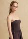 Brown maxi dress in stretch cotton, regular fit, strapless_2