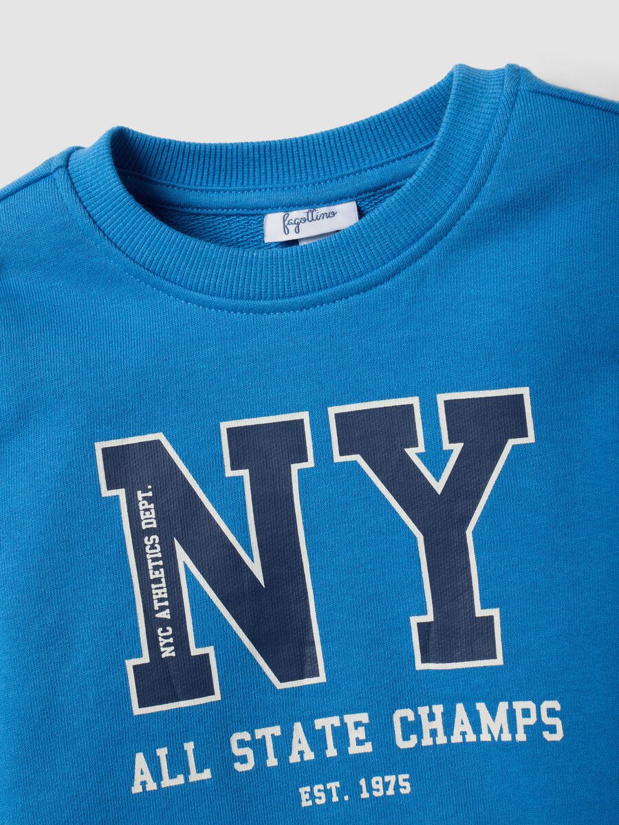 Conjunto de ch&aacute;ndal azul de puro algod&oacute;n con cuello redondo para ni&ntilde;o_2
