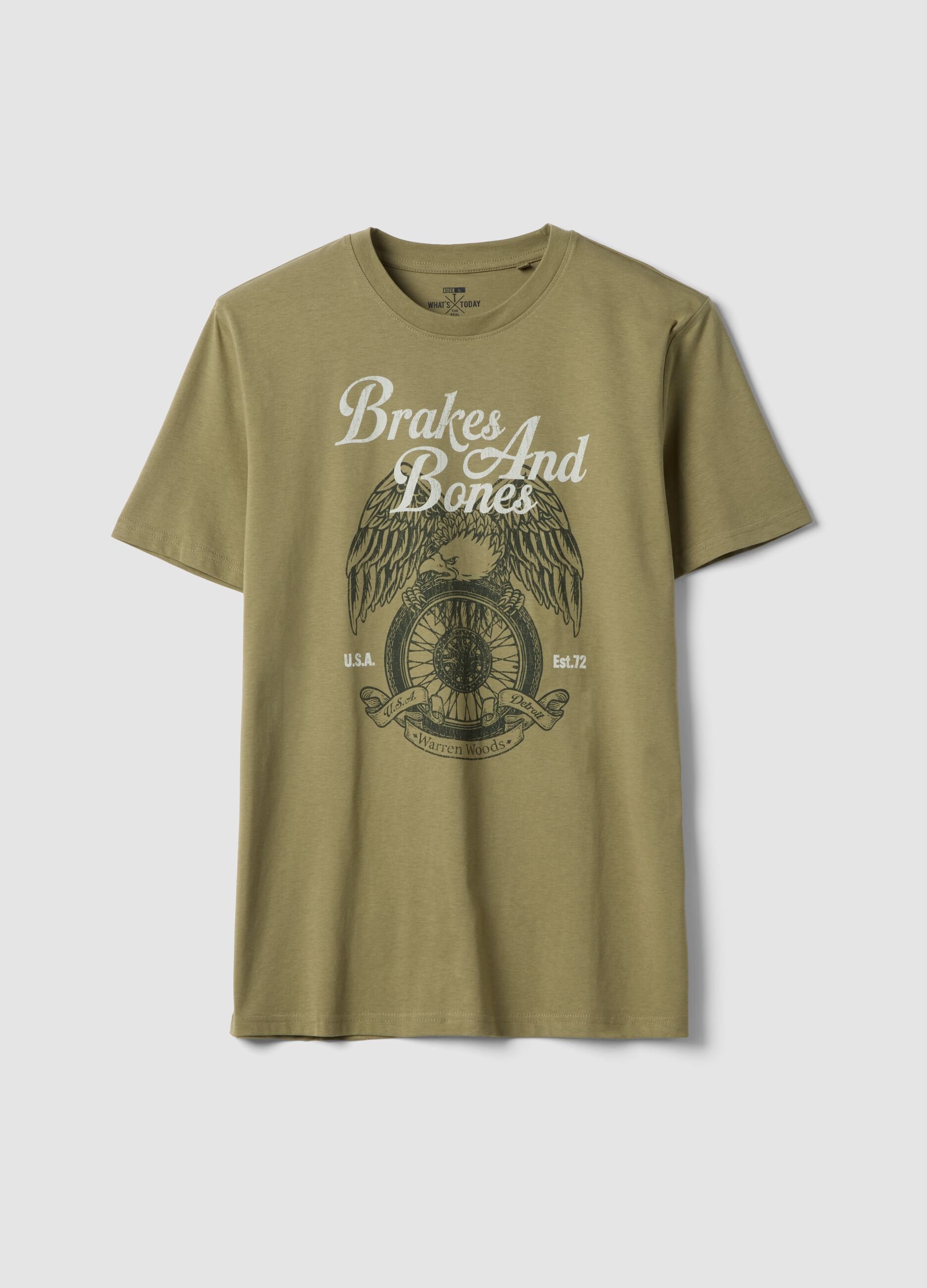 Gr&uuml;nes T-Shirt mit Print aus reiner Baumwolle, Regular Fit