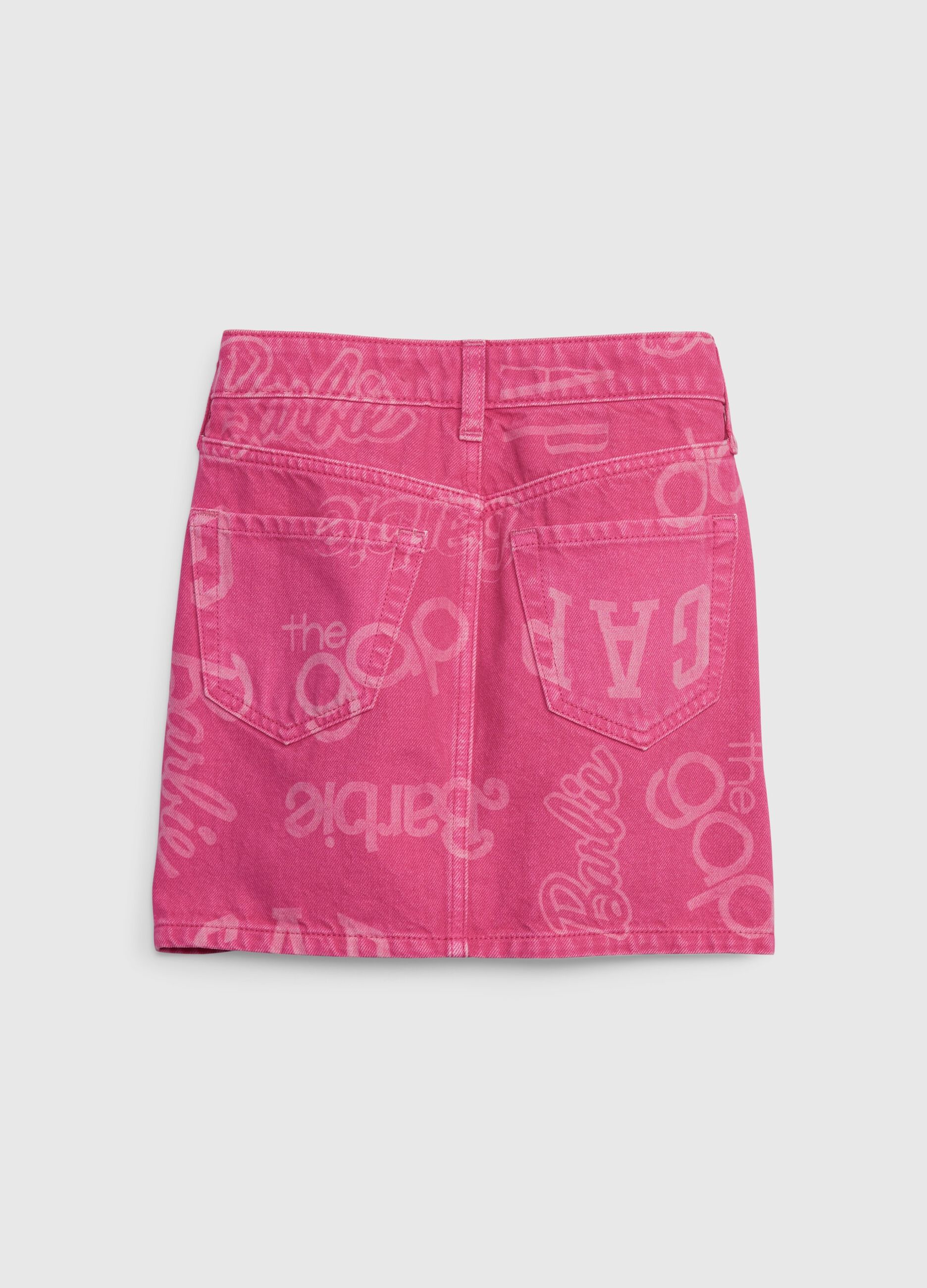 Denim skirt with Barbie™ logo print