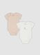2-pack of white and beige short-sleeve organic cotton baby bodysuits_0