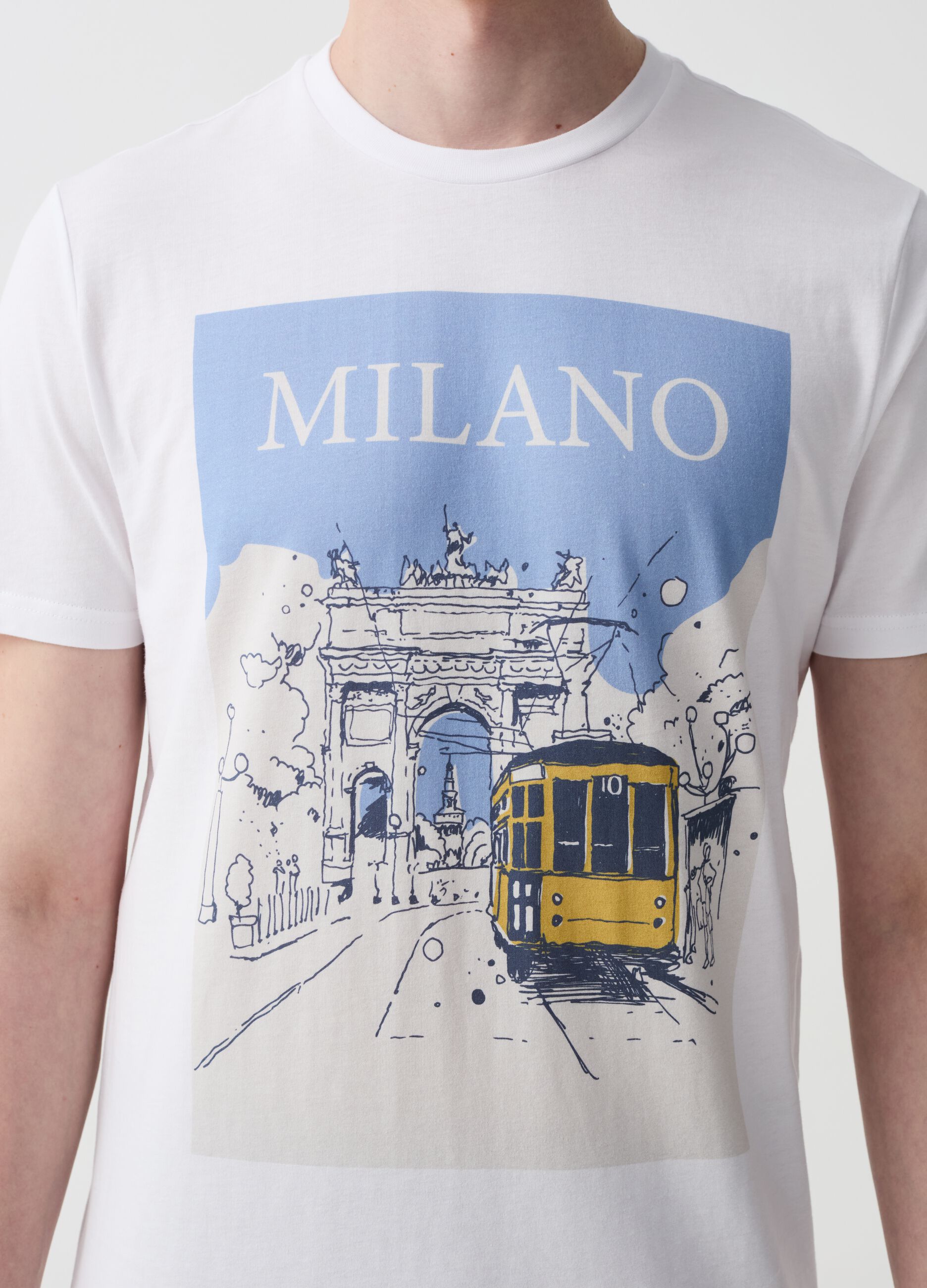 T-shirt in cotone con stampa Milano