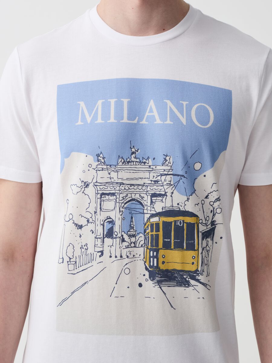 Cotton T-shirt with Milan print_1