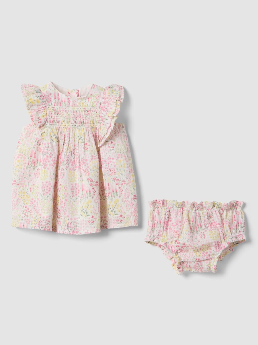 Newborn girl's regular fit multicolour pure cotton set_0