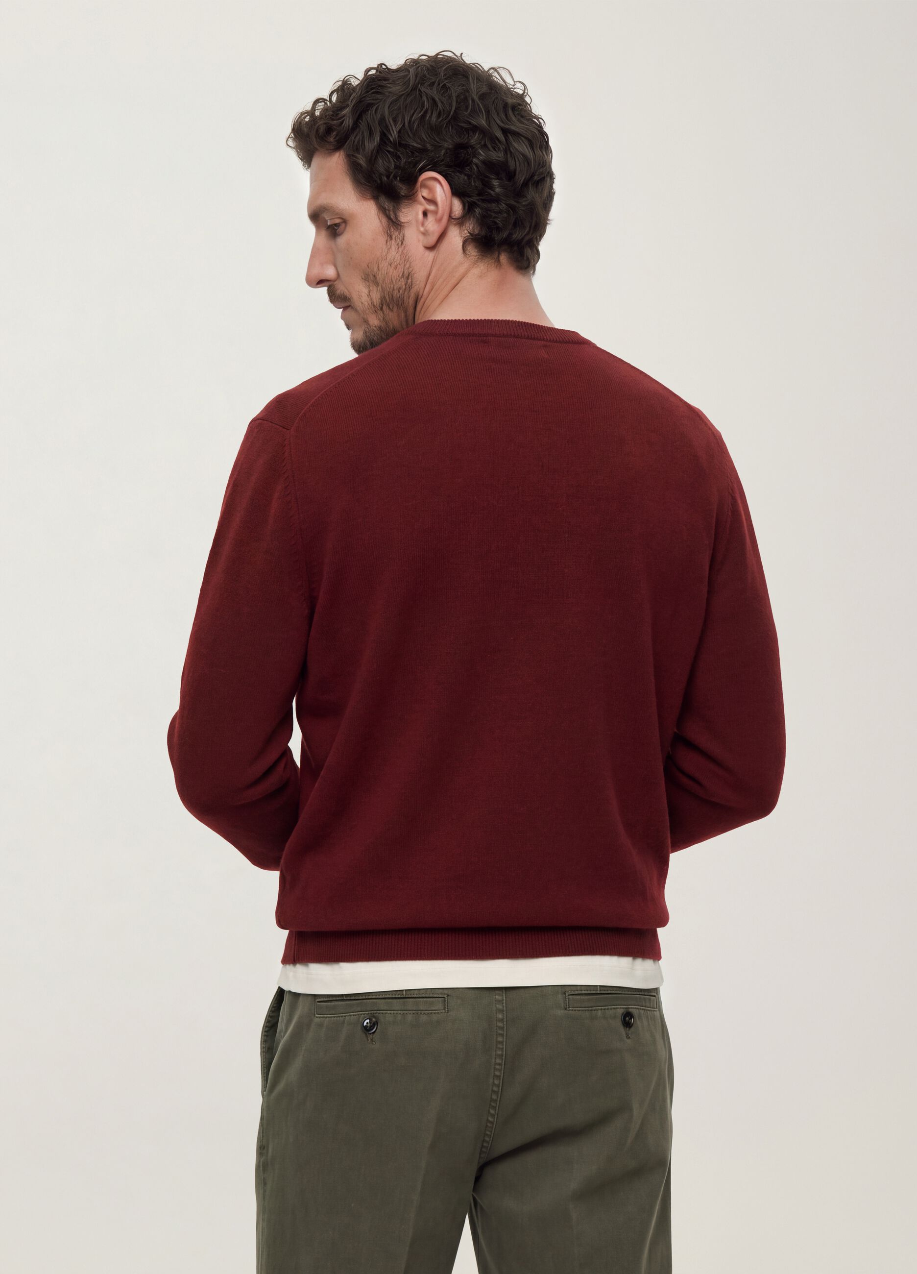 Maglia girocollo rossa in misto viscosa regular fit