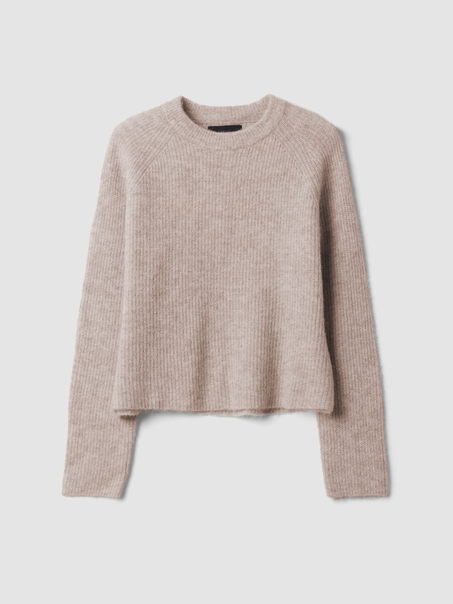Maglia beige girocollo in lana e alpaca elasticizzato_4
