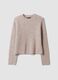 Maglia beige girocollo in lana e alpaca elasticizzato_4