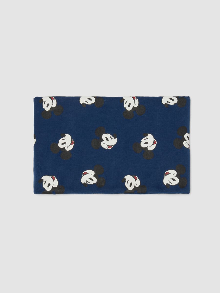 Cachecol azul em algod&atilde;o org&acirc;nico el&aacute;stico com estampado do Mickey para menino_0
