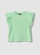 Girls&rsquo; green stretch cotton vest top with ruffles_0