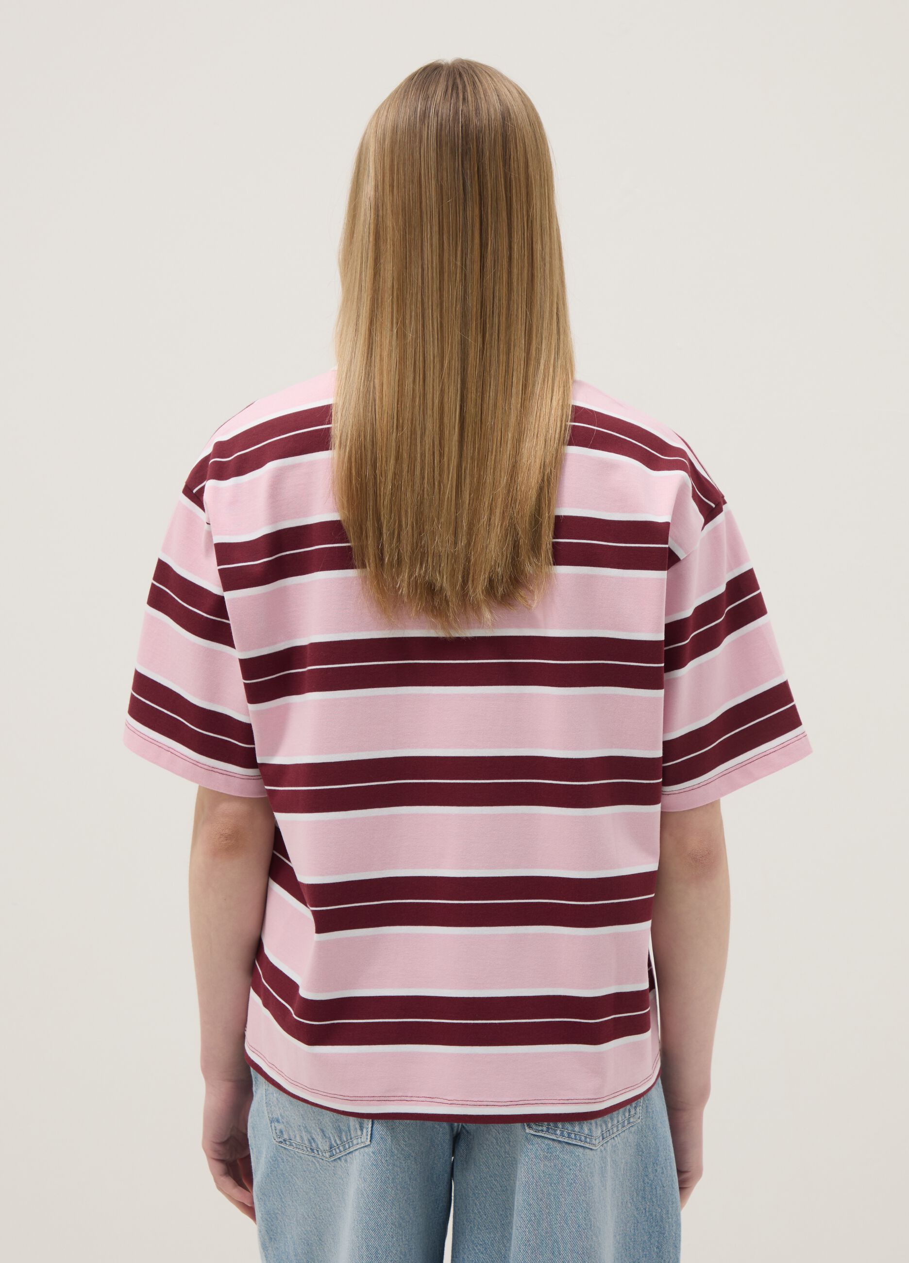 Damen-Polo aus reiner Baumwolle mit mehrfarbigen Streifen und Regular Fit