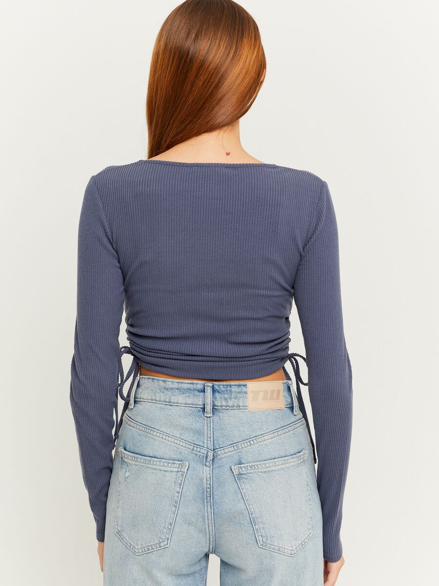 Ribbed crop T-shirt with laces_2