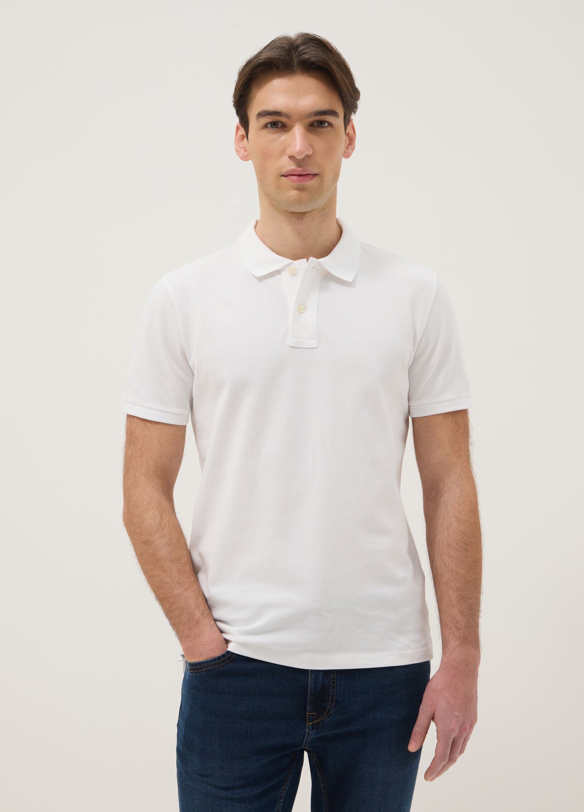 White Slim Fit Pure Cotton Polo