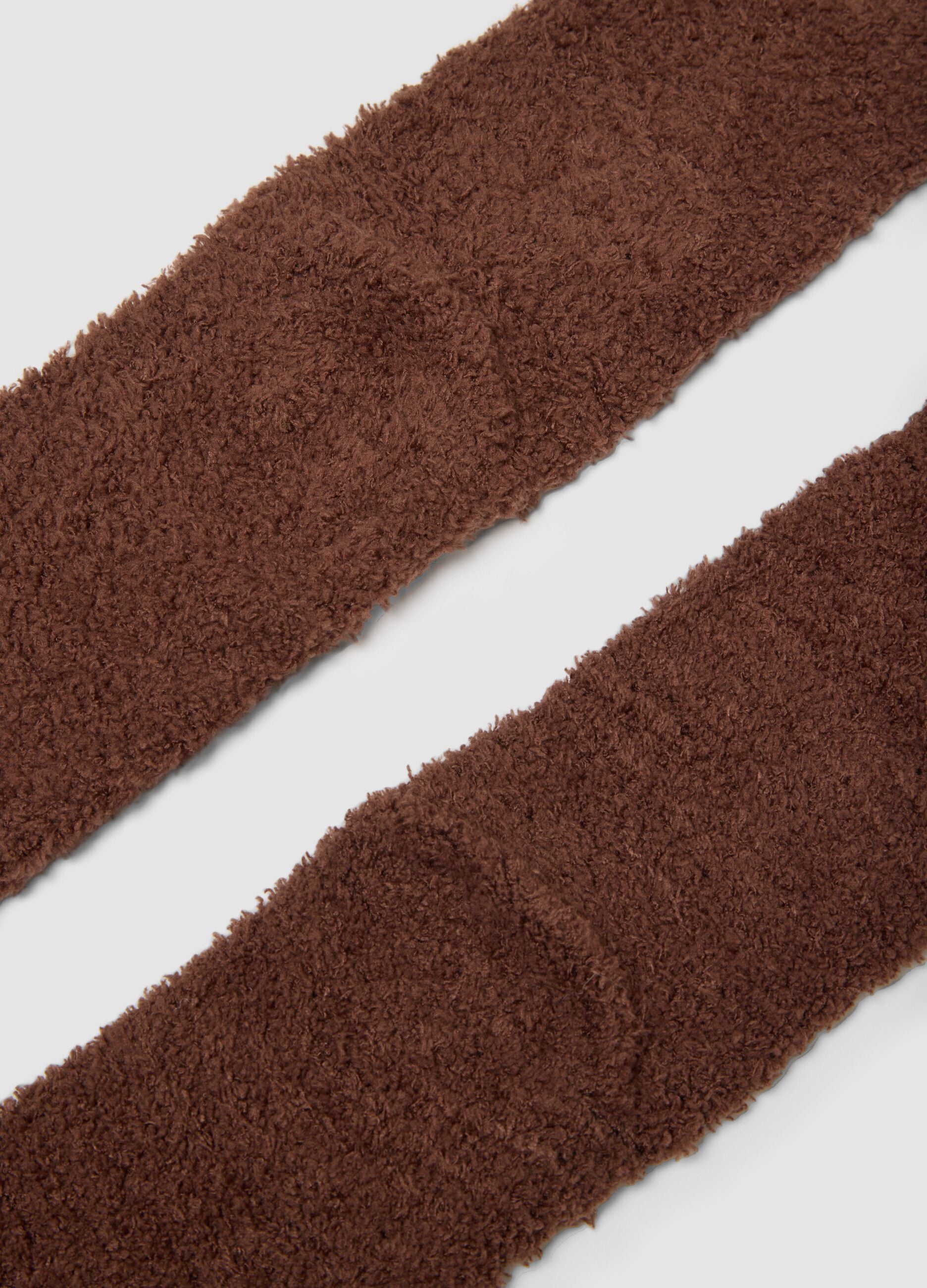 Brown stretch-fabric socks with teddy bear motif