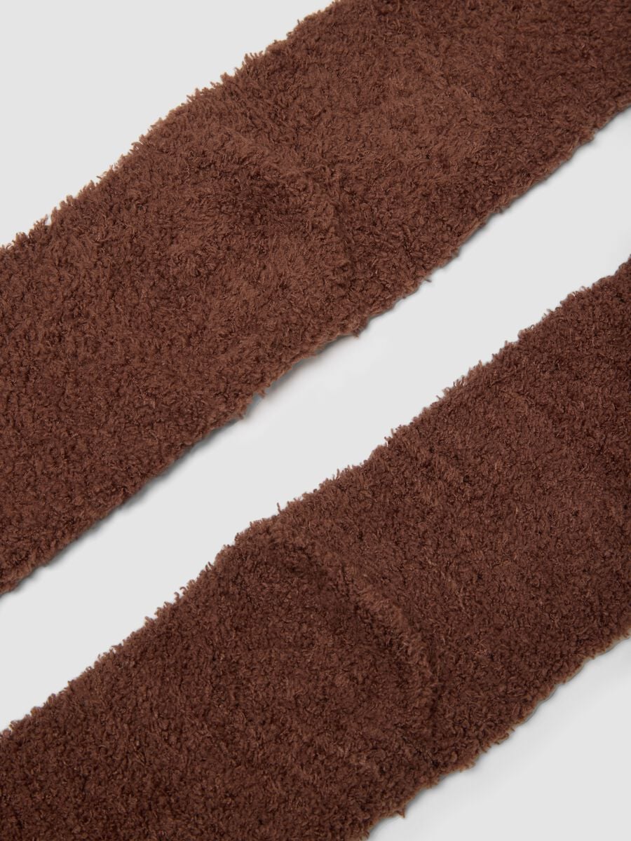 Brown stretch-fabric socks with teddy bear motif_1