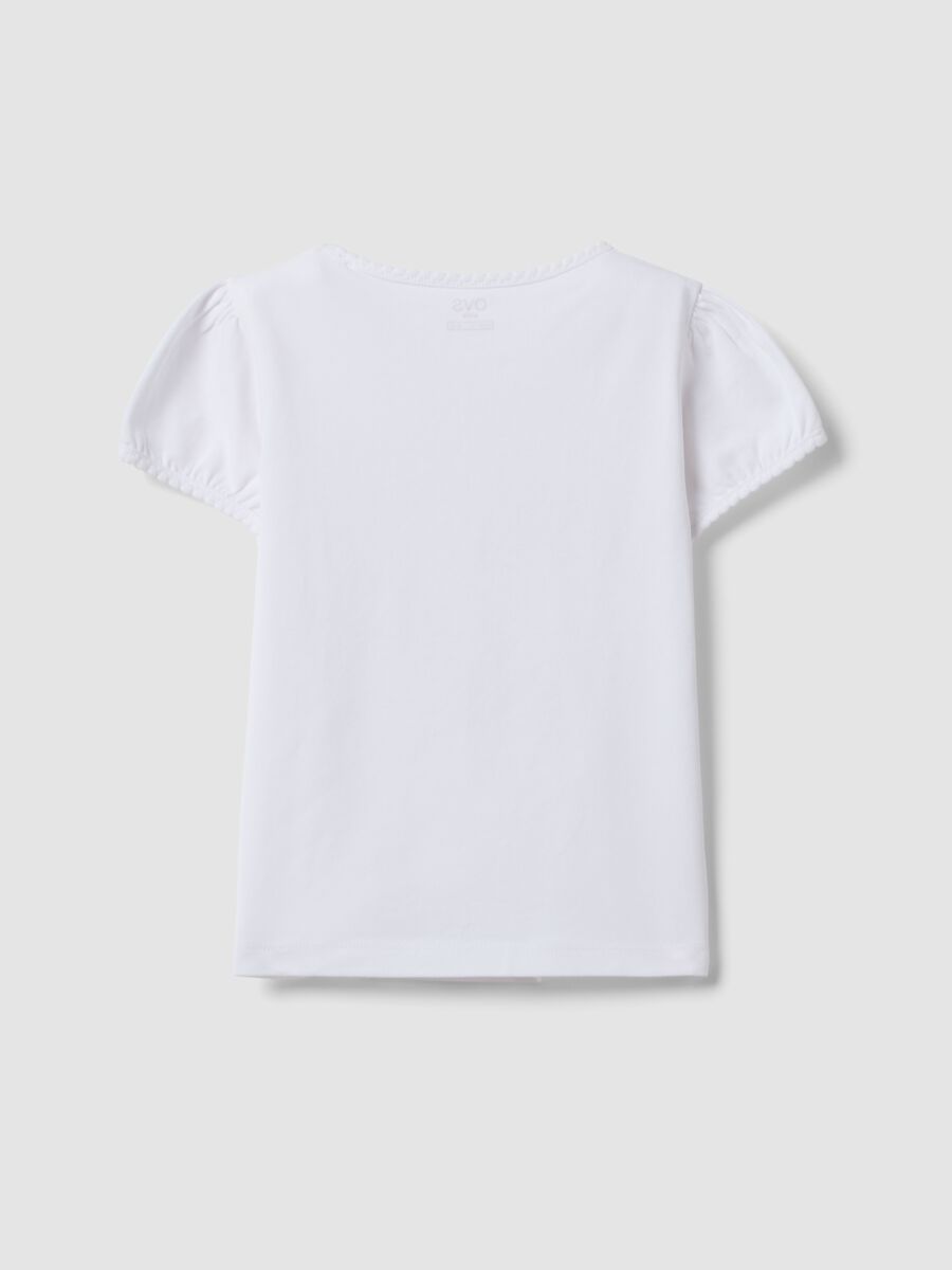 White stretch cotton T-shirt with seaside print_1