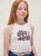 White stretch cotton fitted printed tank top for girls_2