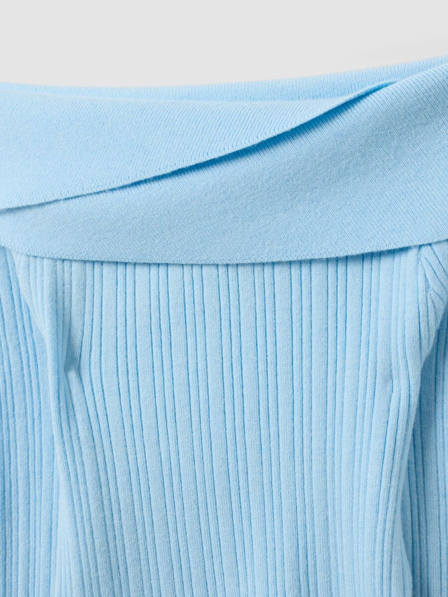 Blue viscose-blend fitted boat-neck top for girls_4