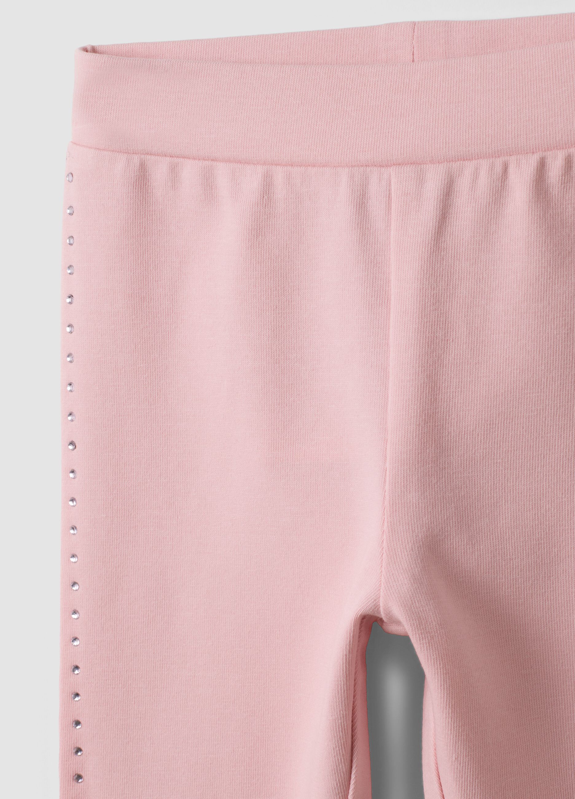 Rosa Leggings aus elastischer Bio-Baumwolle mit Strass f&uuml;r Baby-M&auml;dchen