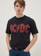 Black pure cotton regular fit T-shirt with AC/DC logo_0
