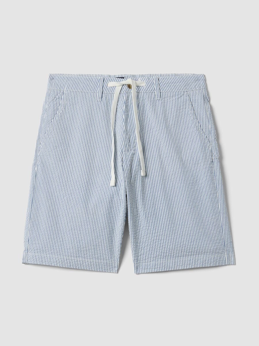 Mehrfarbig gestreifte Regular-Fit-Shorts aus Stretch-Baumwolle_4