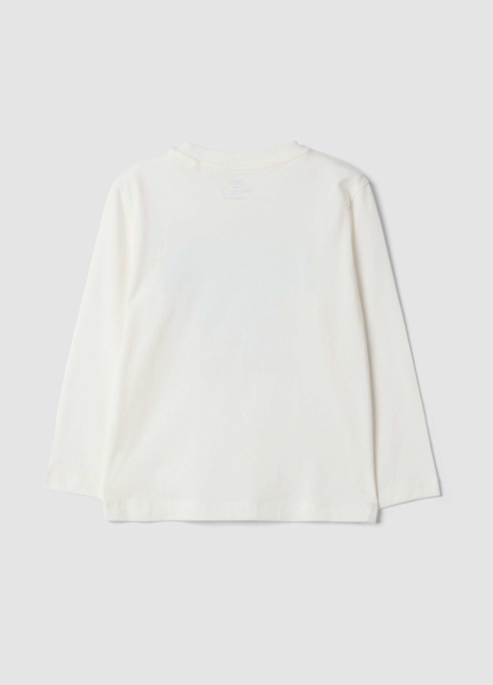 T-shirt bianca in puro cotone organico con stampa college