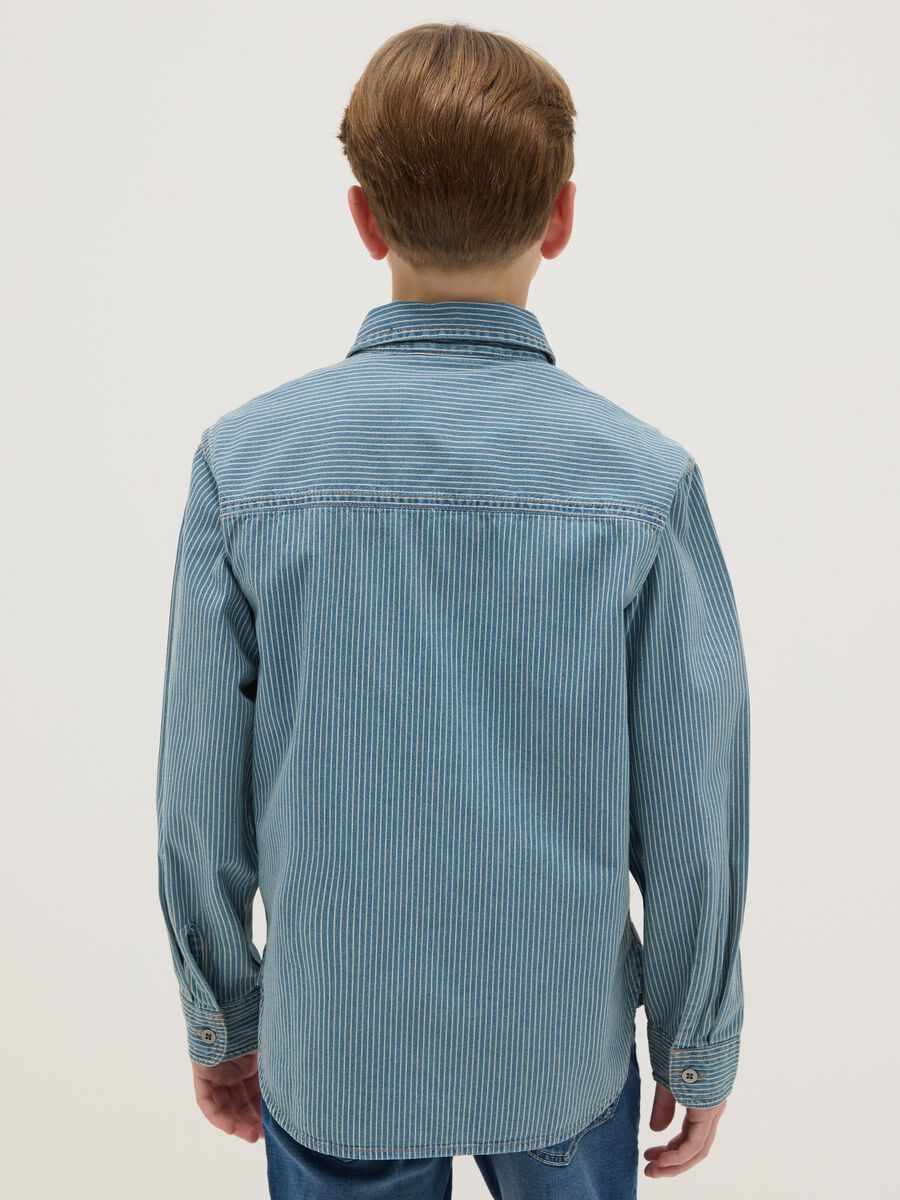 Light blue pure cotton shirt with oversized fit for boys_1