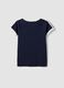 Blue pure cotton V-neck T-shirt with front print_1
