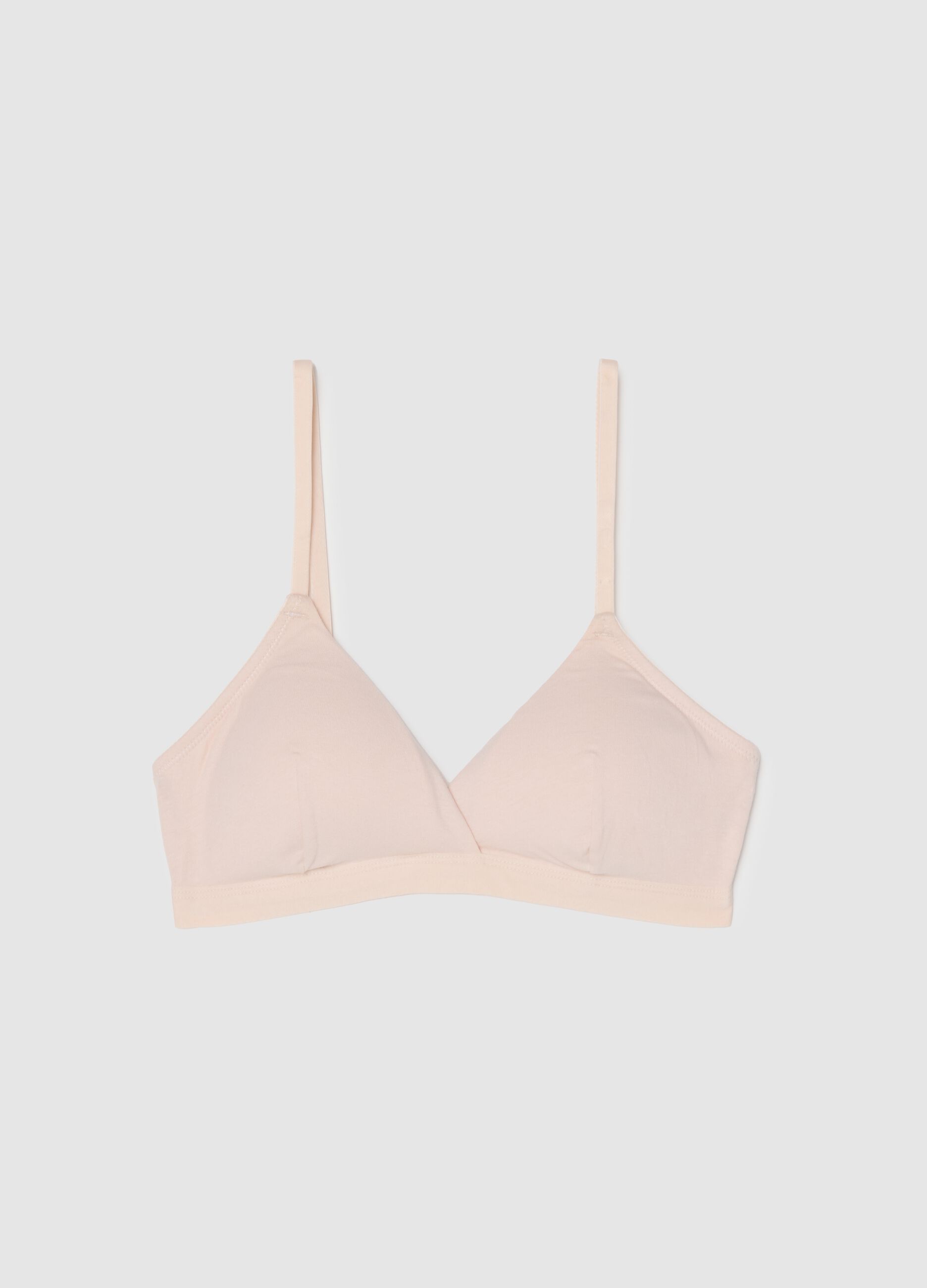 Pink stretchy cotton bra with thin straps