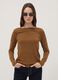 Brown slim-fit stretch viscose T-shirt_0