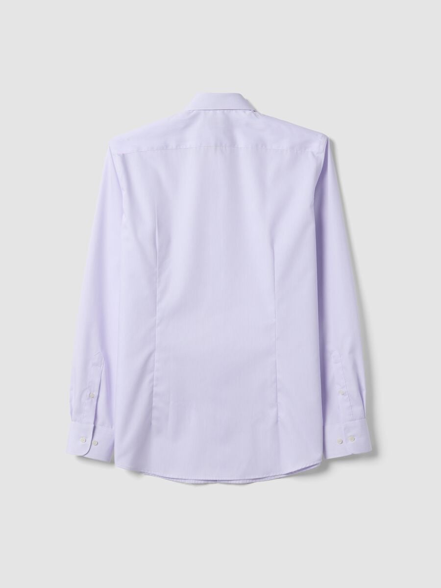 White striped pure cotton shirt with French collar, slim fit, non-iron_5