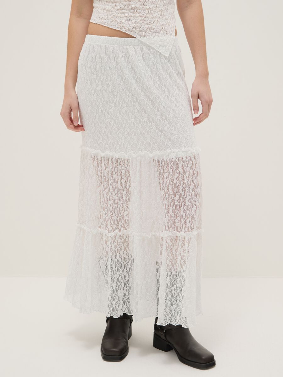 White Lace Long Skirt Regular Fit_1