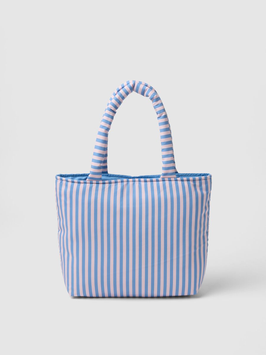 Multicolour striped pure cotton shoulder bag with soft handles_0