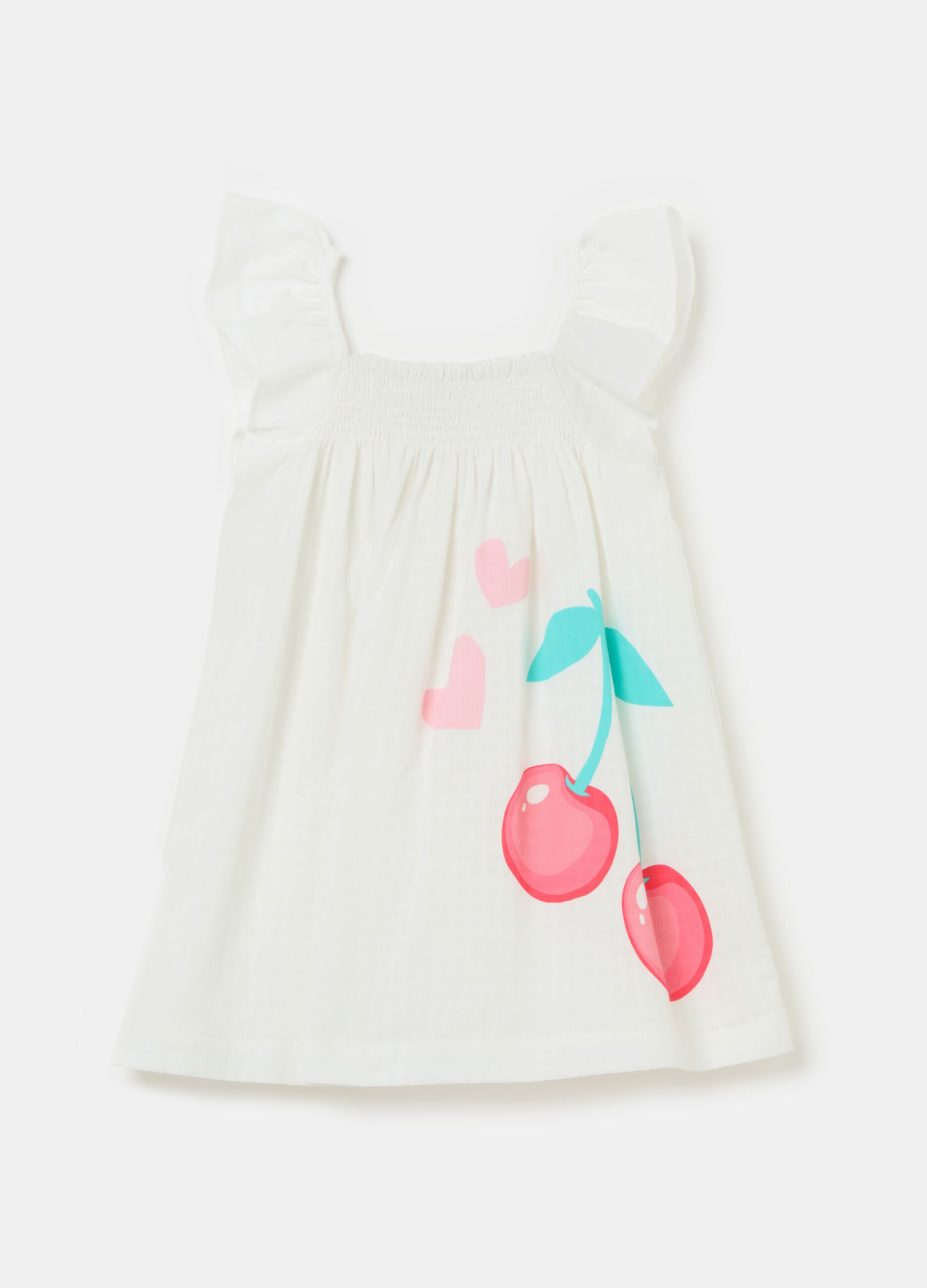 Cotton dress with cherries print
