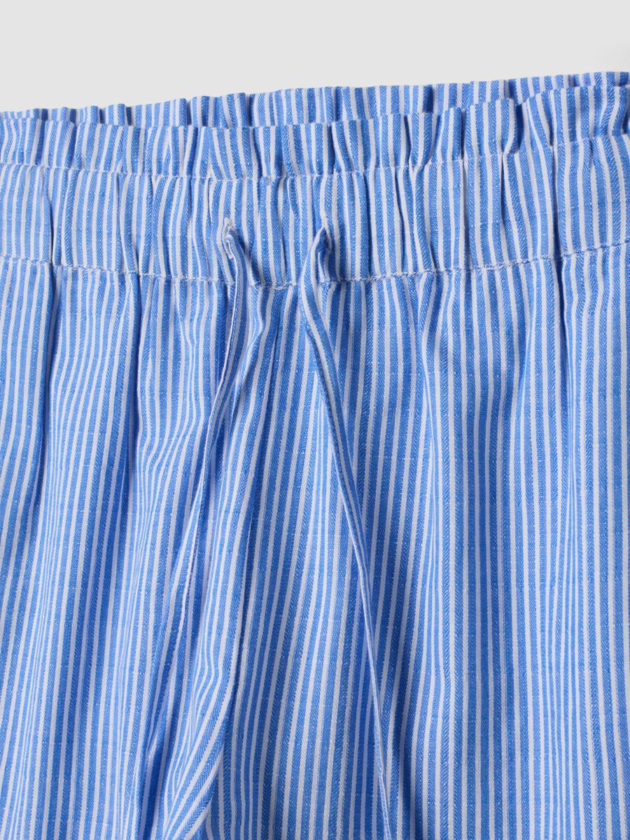 Blau gestreifte Shorts aus reiner Baumwolle_1