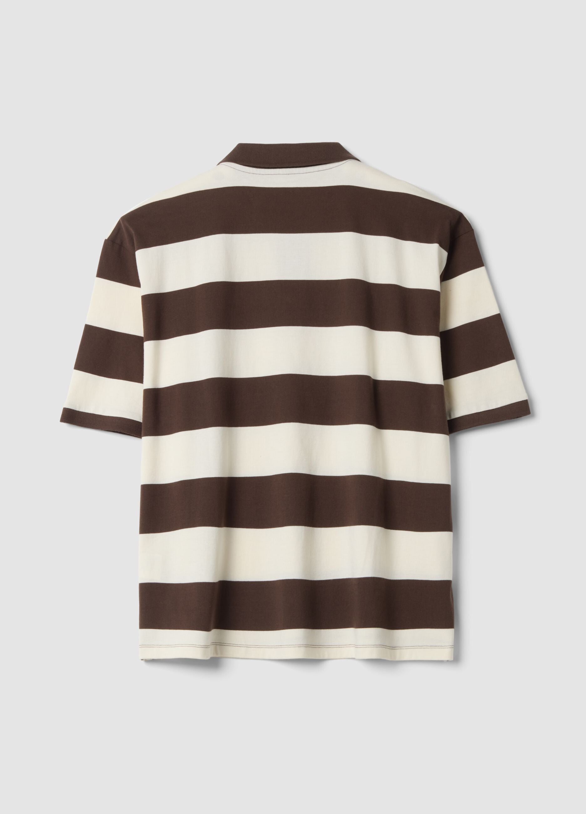 Polo marrone in puro cotone a righe regular fit