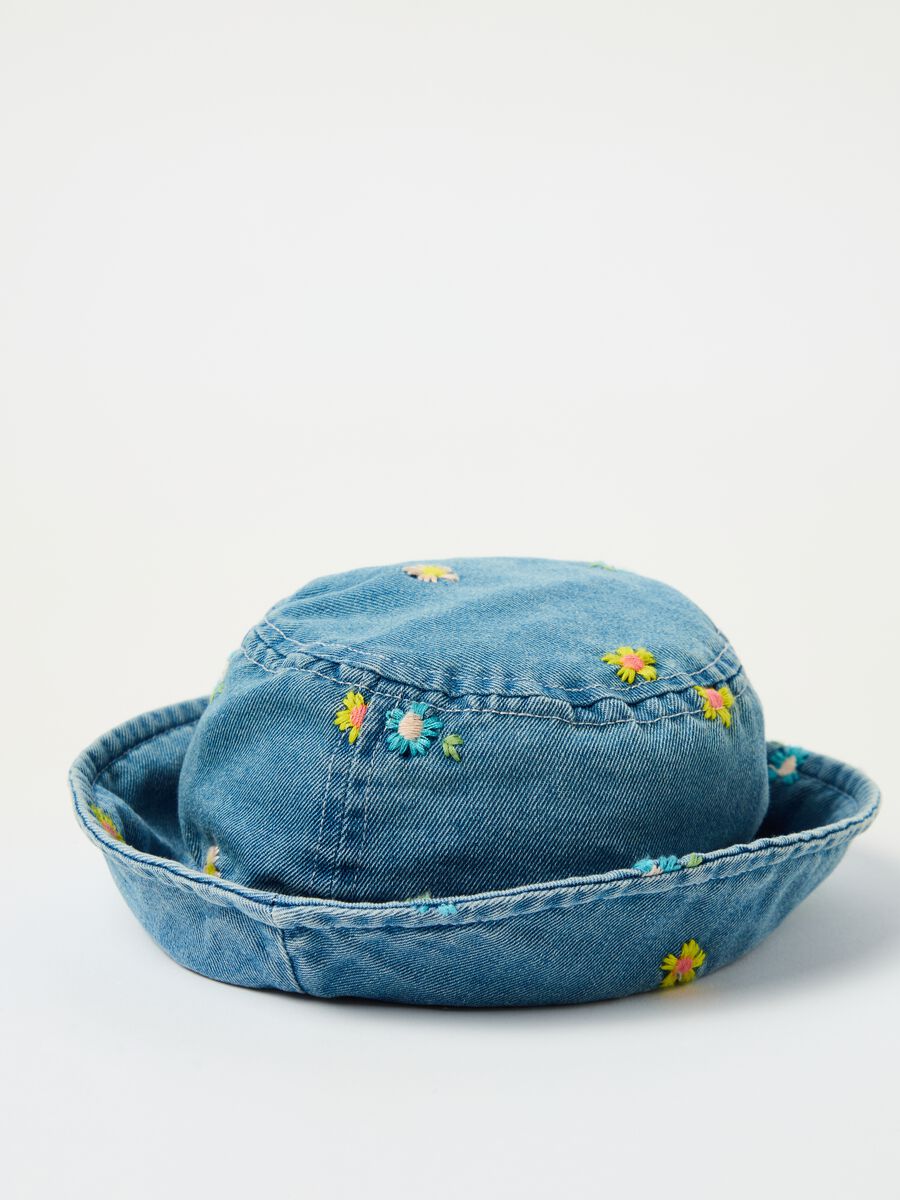 Denim fishing hat with embroidery_2
