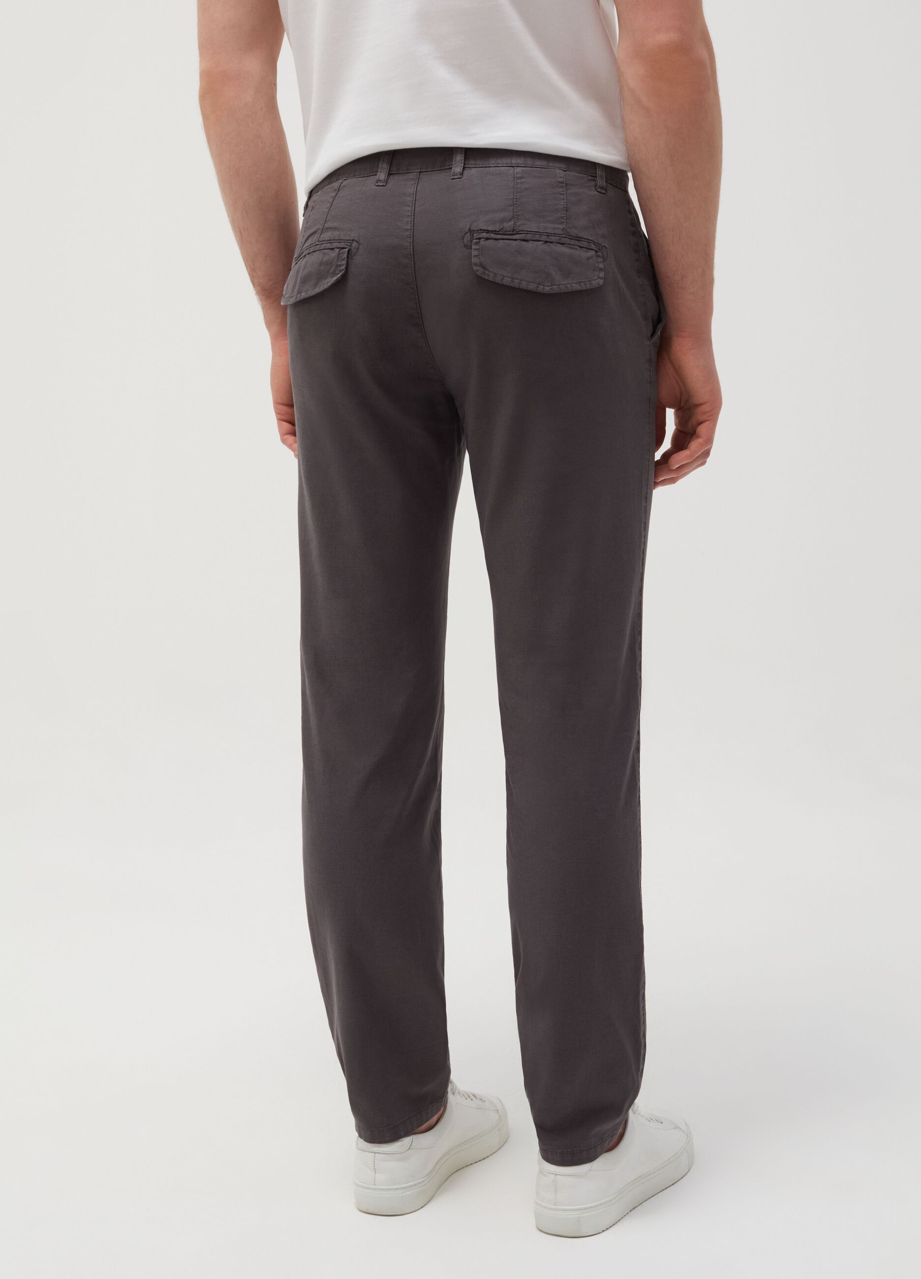 Linen and cotton chino trousers