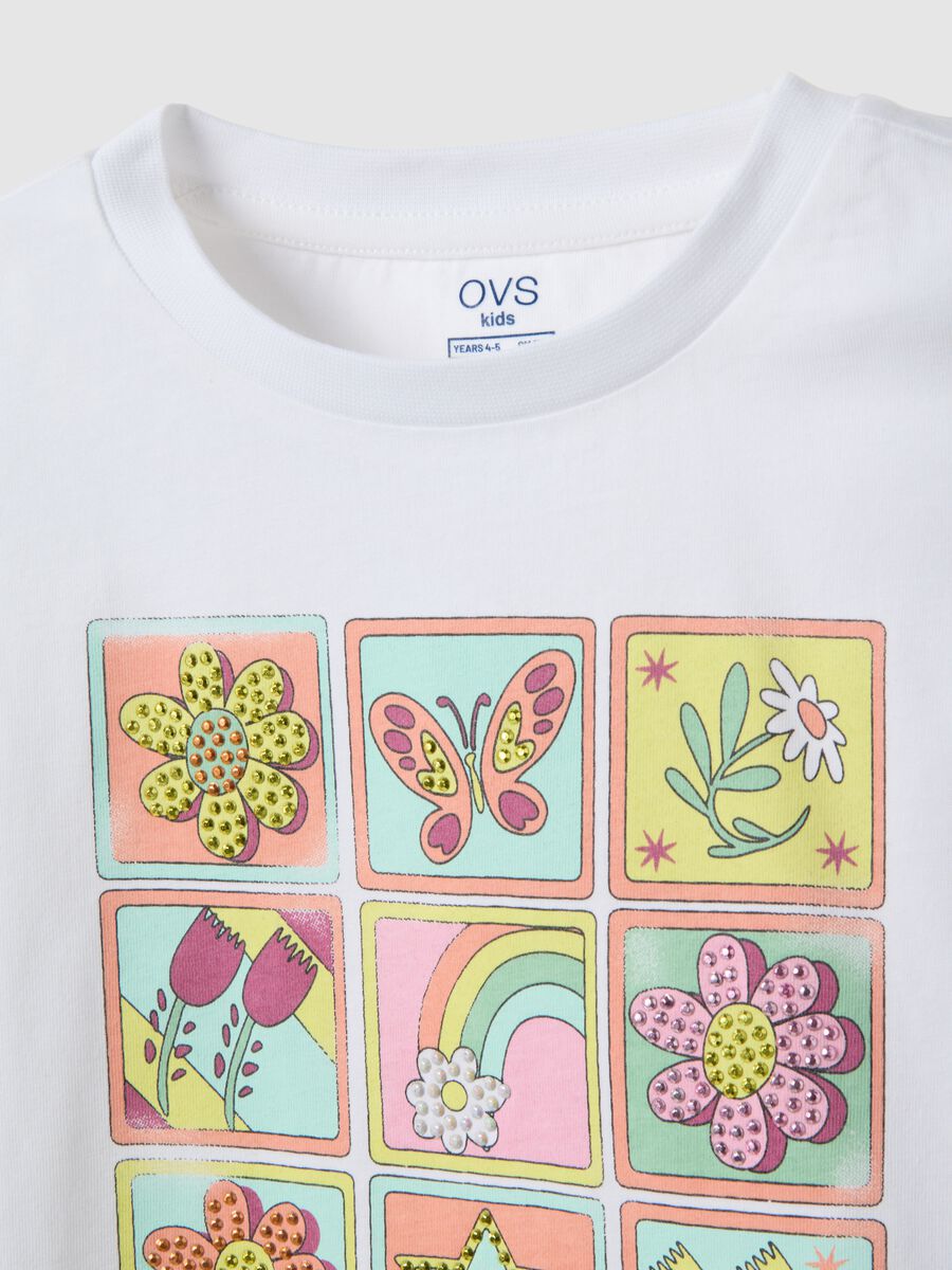 Girls' white pure cotton t-shirt regular fit with print_2