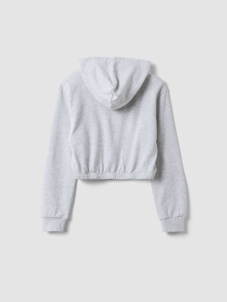 Girls&rsquo; short grey pure cotton hoodie with crew neck_5