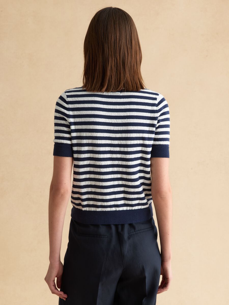 Regular fit multicolour striped cotton blend jumper_3