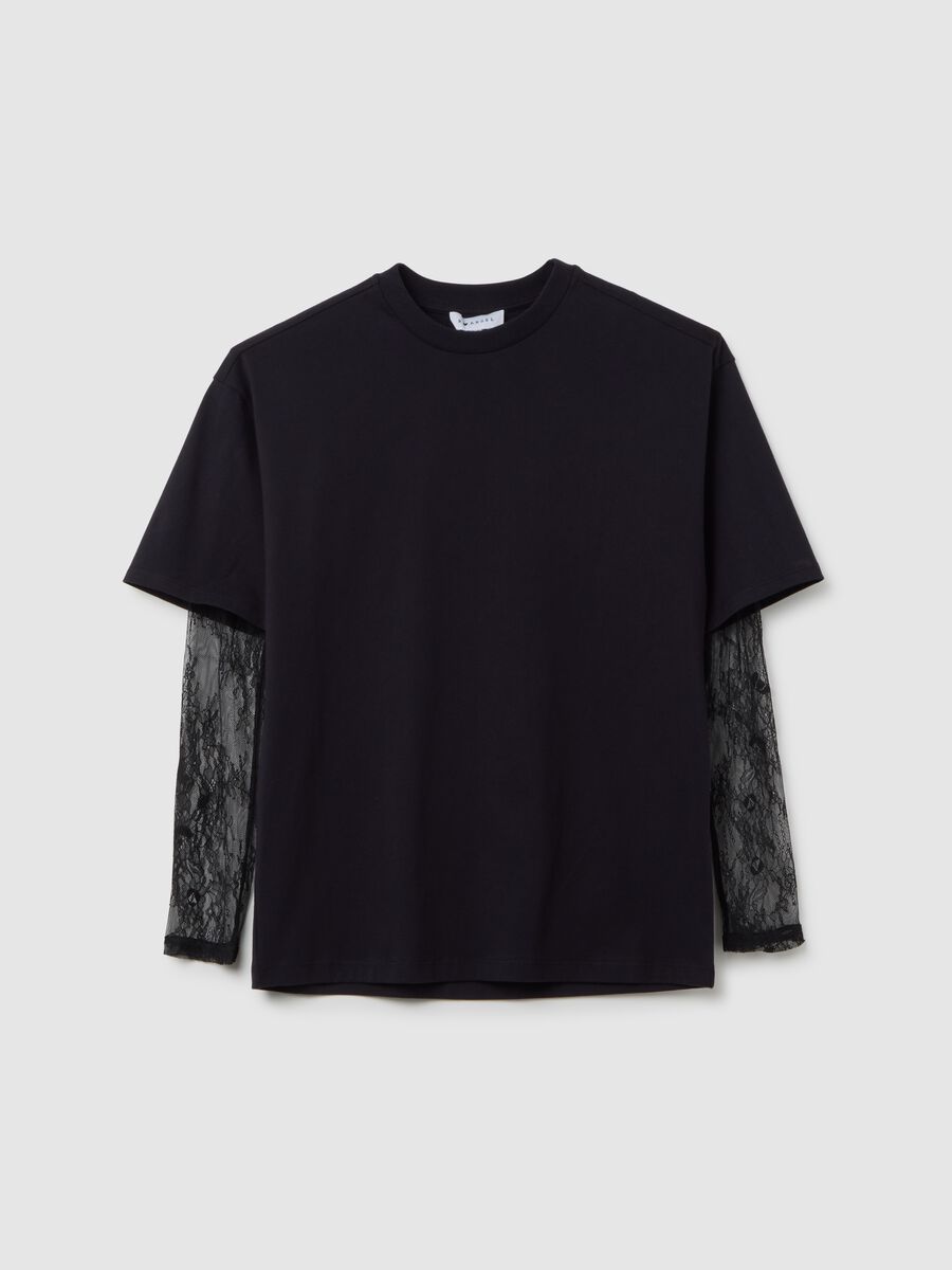 Pure black cotton oversized fit top_4